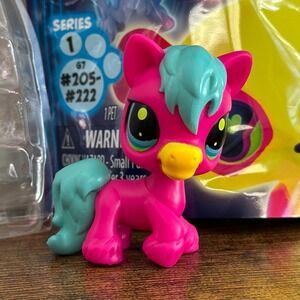 New Littlest Pet Shop LPS 207 Black Light Clydesdale Horse Pony Pink Blue Glow